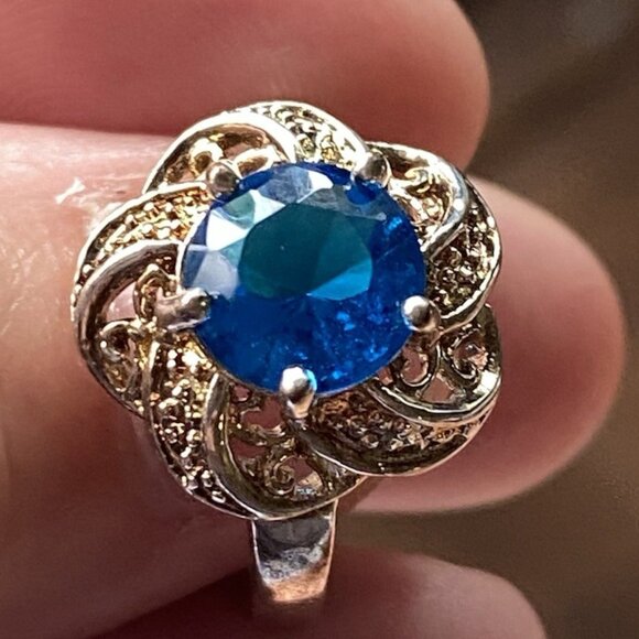 3 ct Genuine Blue Topaz Ring size 7 Sterling Silver stamped 925 tested - Picture 6 of 12